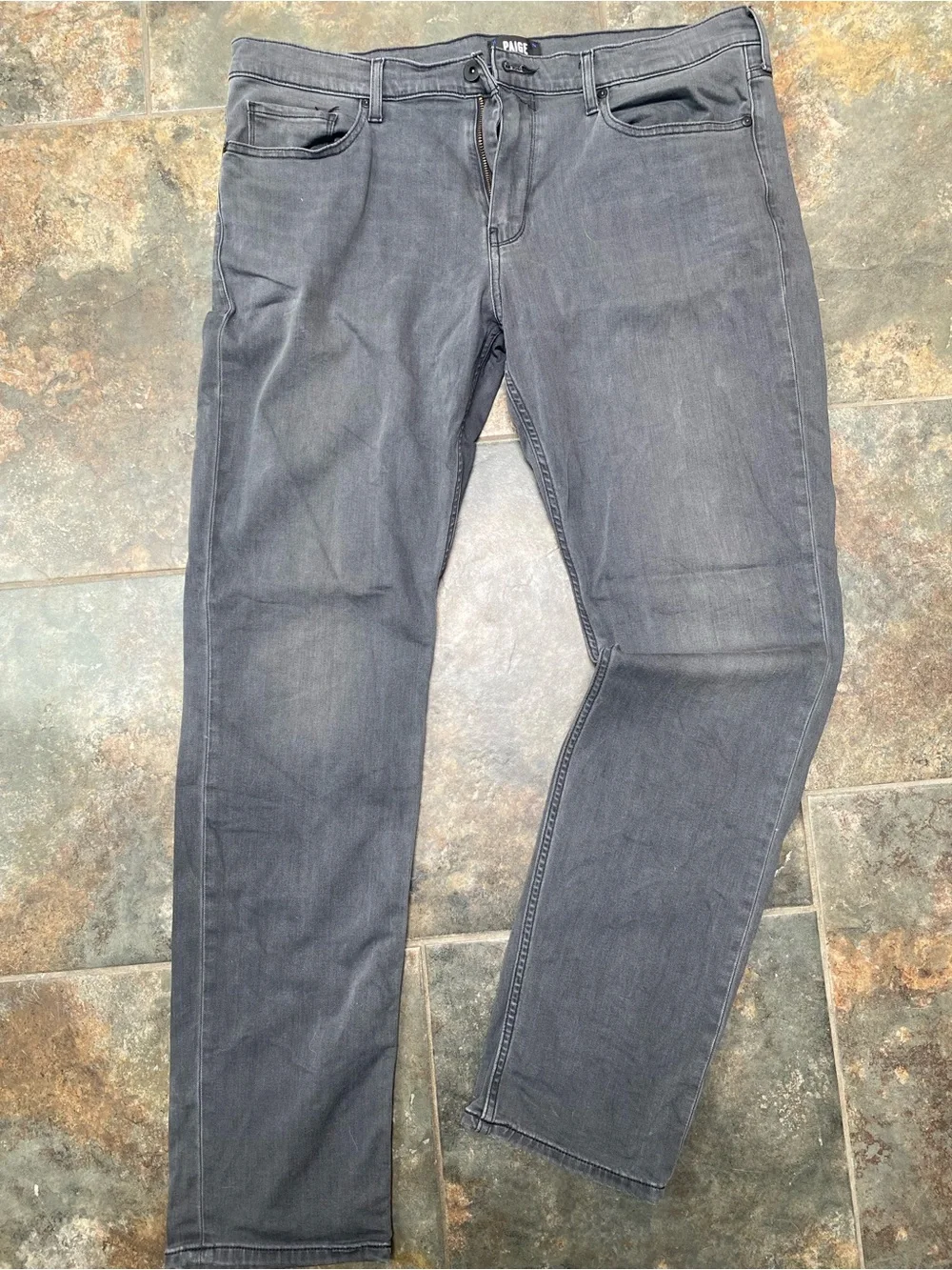 PAIGE Men's Slim Straight Lennox Jeans in Washed Charcoal